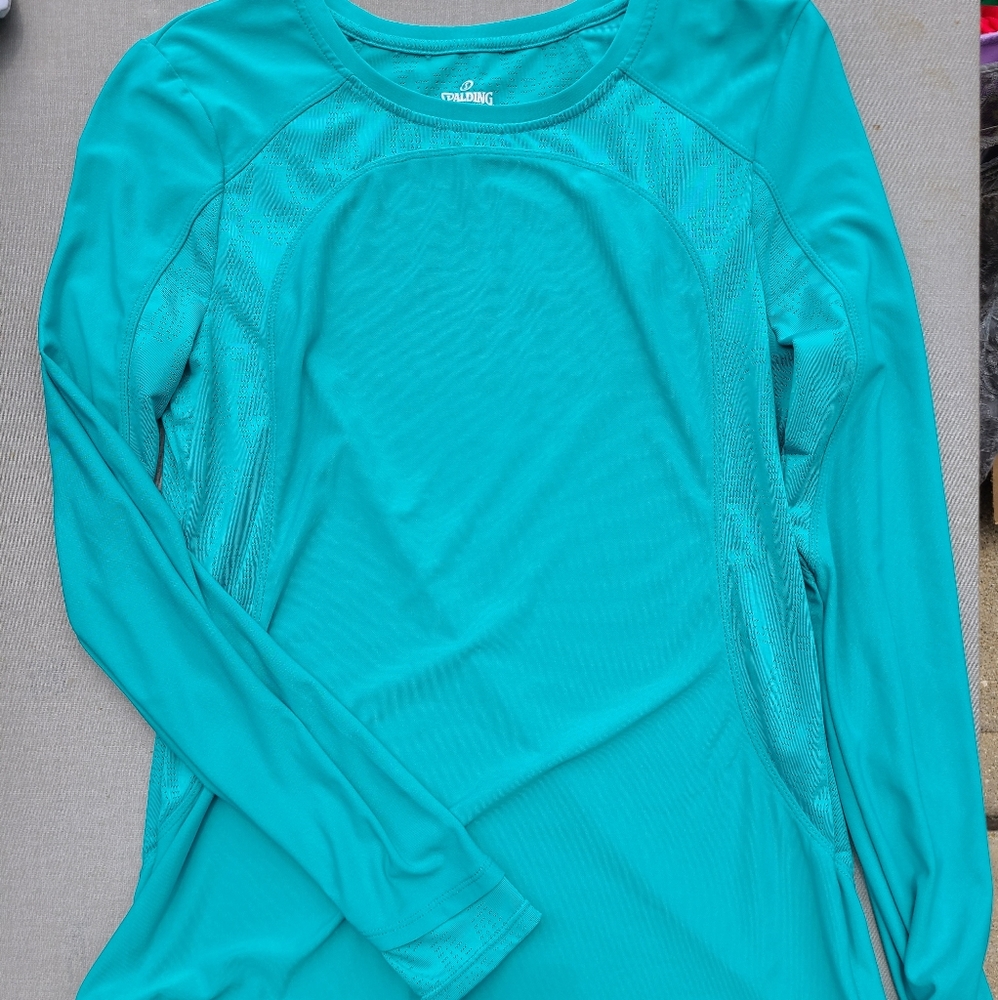 Teal Spalding Long Sleeve Athletic Top